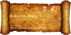 Kubicza Axel névjegykártya
